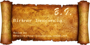 Birkner Innocencia névjegykártya
